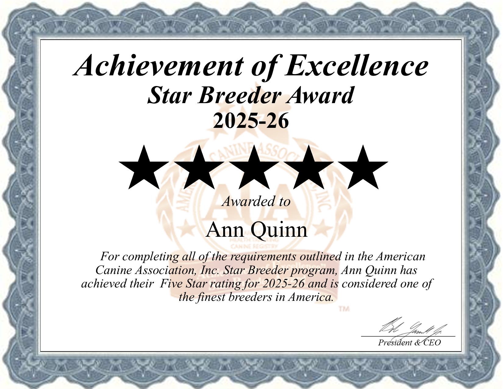 Ann, Quinn, dog, breeder, star, certificate, Ann-Quinn, Niangua, MO, Missouri, puppy, dog, kennels, mill, puppymill, usda, 5-star, aca, ica, registered, Poodle